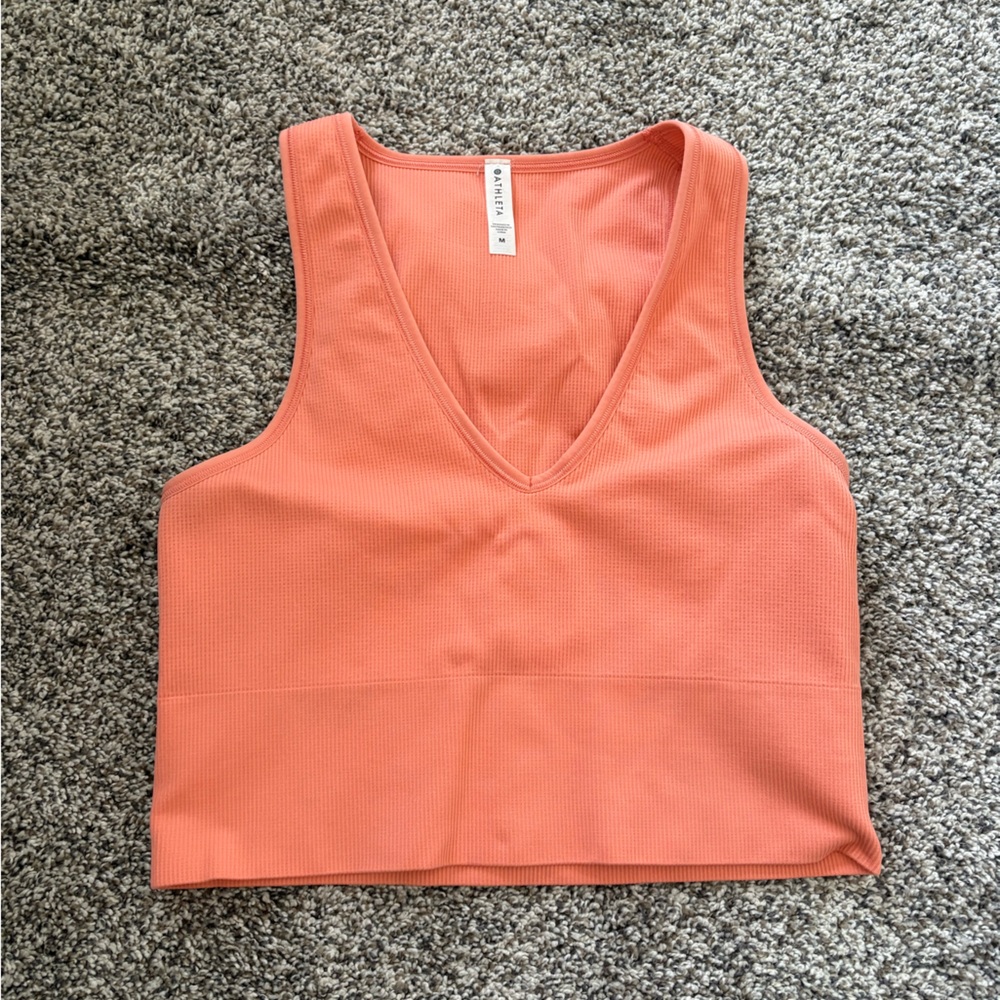 Athleta Orange Crop Rib Tank Top Size Medium